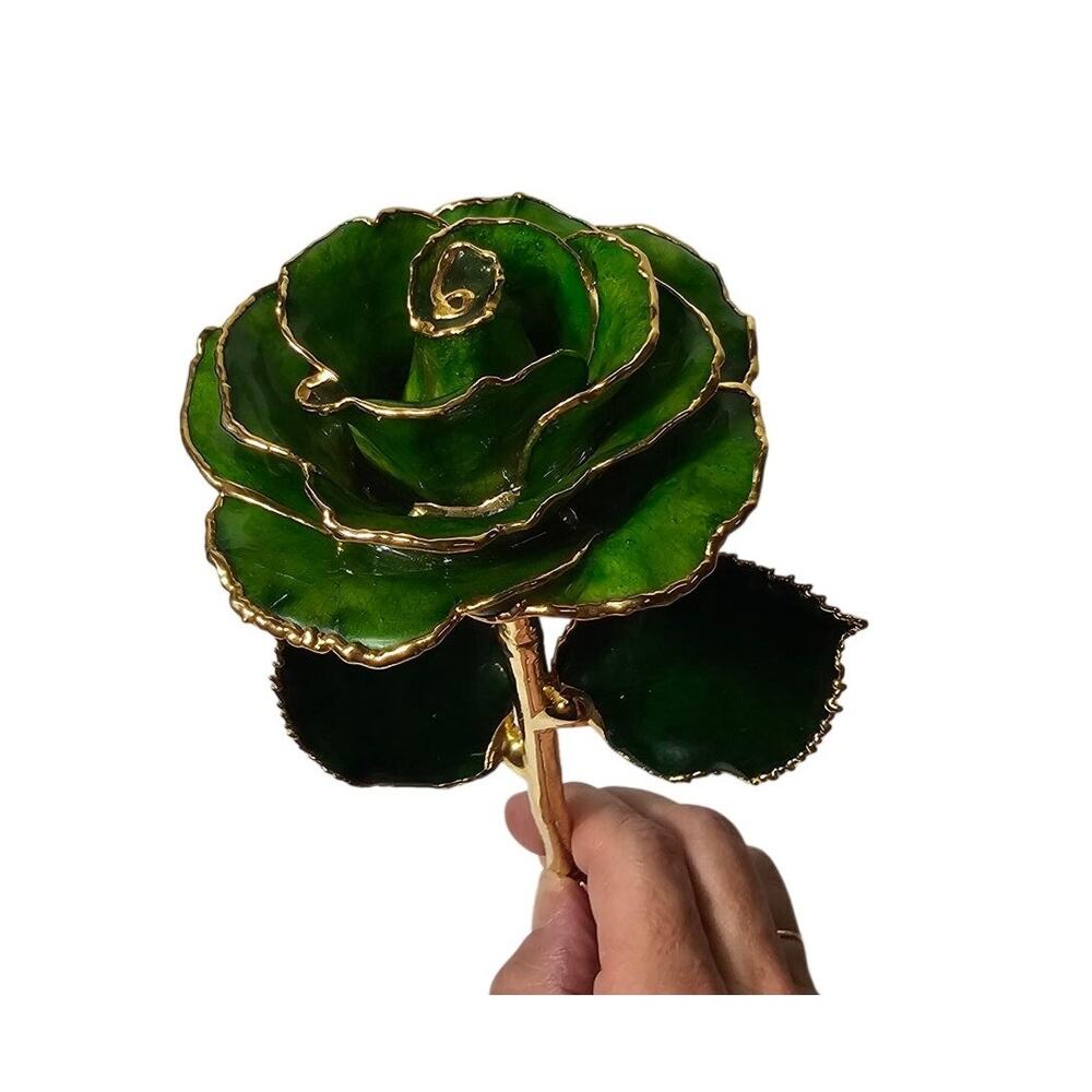 Gold Dipped Real Rose 11" Green Preserved Flower Gift